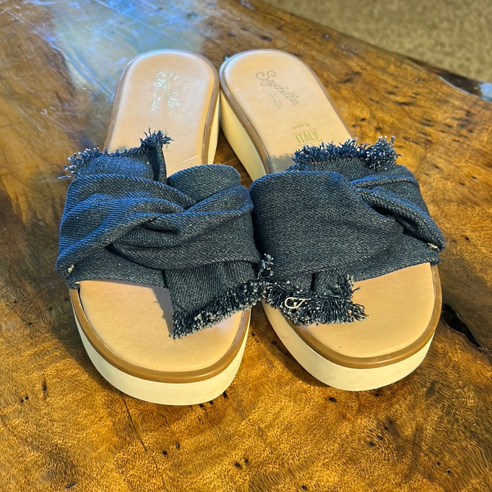 Seychelles Denim bow platform sandals